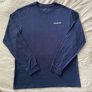 Patagonia Logo Long Sleeve Navy Tee